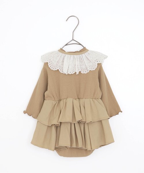 p.premier（ピードットプルミエ）の「おめかしフリルワンピースロンパス&レースつけ衿セット（ロンパース・キッズ・アイボリー/ベージュ・70/80）」の3枚目の写真