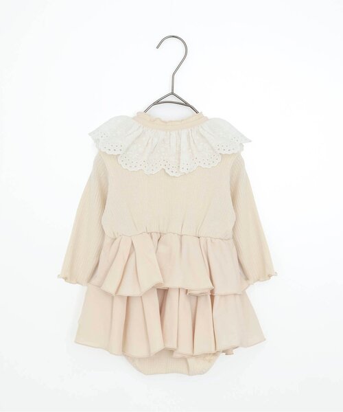 p.premier（ピードットプルミエ）の「おめかしフリルワンピースロンパス&レースつけ衿セット（ロンパース・キッズ・アイボリー/ベージュ・70/80）」の7枚目の写真