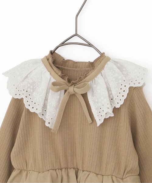p.premier（ピードットプルミエ）の「おめかしフリルワンピースロンパス&レースつけ衿セット（ロンパース・キッズ・アイボリー/ベージュ・70/80）」の8枚目の写真