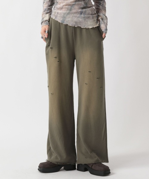 FOREVER 21（フォーエバー トゥエンティーワン）の「【2025SS】スプレー加工スウェットワイドパンツ（スウェットパンツ・レディース・ブラック/カーキ/グレー・SMALL/MEDIUM）」の3枚目の写真