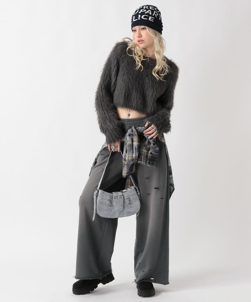 FOREVER 21（フォーエバー トゥエンティーワン）の「【2025SS】スプレー加工スウェットワイドパンツ（スウェットパンツ・レディース・ブラック/カーキ/グレー・SMALL/MEDIUM）」の11枚目の写真