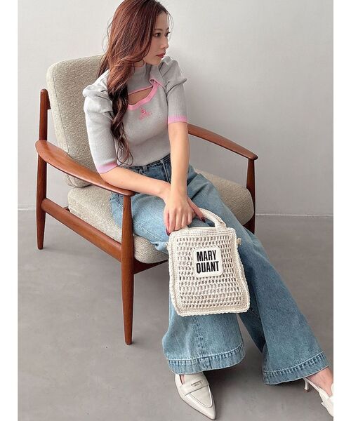 MERCURYDUO（マーキュリーデュオ）の「【MARY QUANTコラボ】クロシェ風ロゴバッグ（ハンドバッグ・レディース・オフホワイト/ピンク/ブルー/グリーン/ブラック・FREE）」の9枚目の写真