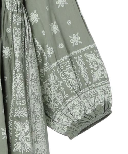 CRAFT STANDARD BOUTIQUE(クラフトスタンダードブティック)の「【追加】パネル柄ウエスト切り替えボリュームワンピース ◆(ワンピース・レディース・チャコールグレー/ブルー/ライトベージュ/ライトグリーン・FREE)」の8枚目の写真