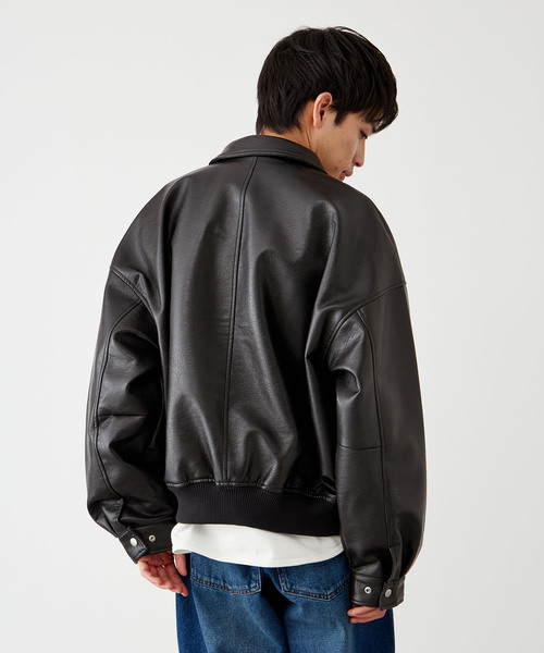 B.C STOCK（ベーセーストック）の「フェイクレザー A2 ブルゾン（ライダースジャケット・メンズ・ブラウン/ブラック・LARGE/MEDIUM）」の6枚目の写真