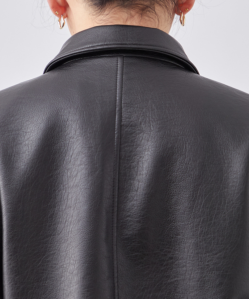 B.C STOCK（ベーセーストック）の「フェイクレザー A2 ブルゾン（ライダースジャケット・メンズ・ブラウン/ブラック・LARGE/MEDIUM）」の15枚目の写真