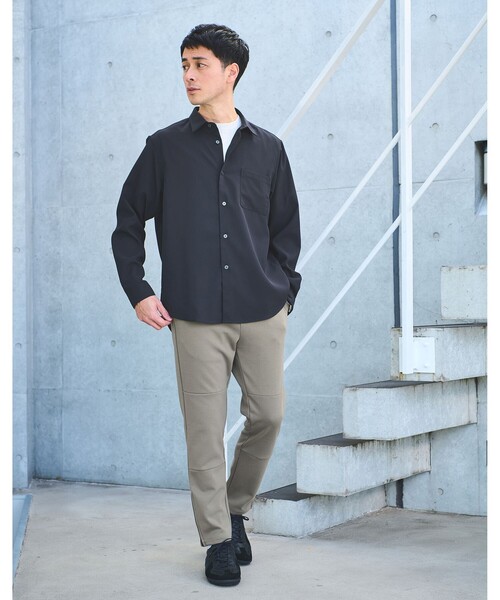 green label relaxing(グリーンレーベルリラクシング)の「【WEB限定】JUST fit ソフトドレープ 長袖 シャツ(シャツ/ブラウス・メンズ・ライトグレー/ダークグレー/ネイビー/オフホワイト・M/S/L/XL)」の9枚目の写真