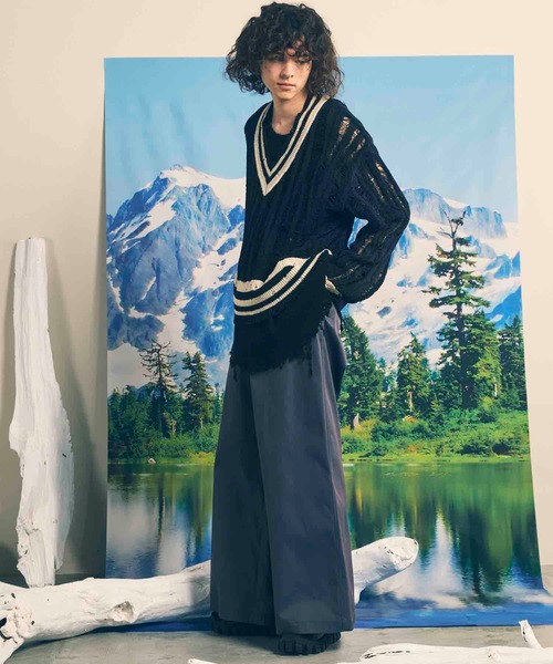 MAISON SPECIAL（メゾンスペシャル）の「《UNISEX》120/2/2 Suvin Cotton Gabardine Wide Pants/スビンコットンギャバジンワイドパンツ【MAISON SPECIAL/メゾンスペシャル】（その他パンツ・メンズ・チャコールグレー/ブラック/ブルー/ダークブルー・2/1/0）」の5枚目の写真
