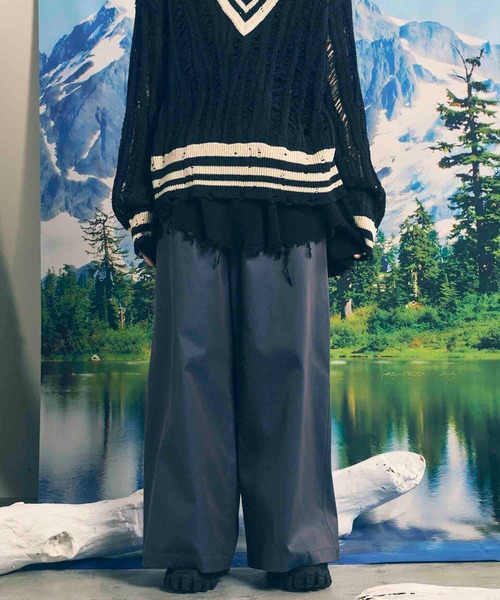 MAISON SPECIAL（メゾンスペシャル）の「《UNISEX》120/2/2 Suvin Cotton Gabardine Wide Pants/スビンコットンギャバジンワイドパンツ【MAISON SPECIAL/メゾンスペシャル】（その他パンツ・メンズ・チャコールグレー/ブラック/ブルー/ダークブルー・2/1/0）」の11枚目の写真