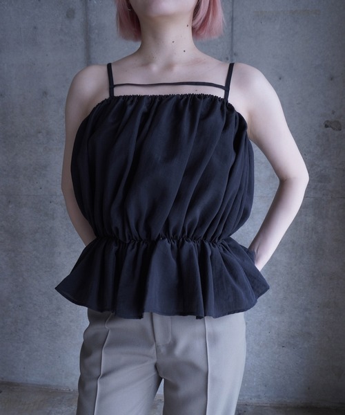 G.V.G.V.(ジーヴィージーヴィー)の「GATHERING CAMI TOP(キャミソール・レディース・ブラック/ブラウン・ONE SIZE)」の2枚目の写真