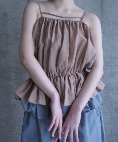 G.V.G.V.(ジーヴィージーヴィー)の「GATHERING CAMI TOP(キャミソール・レディース・ブラック/ブラウン・ONE SIZE)」の4枚目の写真