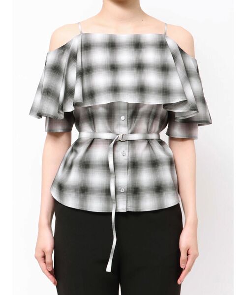 LAGUNAMOON（ラグナムーン）の「オンブレチェックオフショルダーブラウス（シャツ/ブラウス・レディース・ブラック/ベージュ/ピンク・FREE）」の10枚目の写真