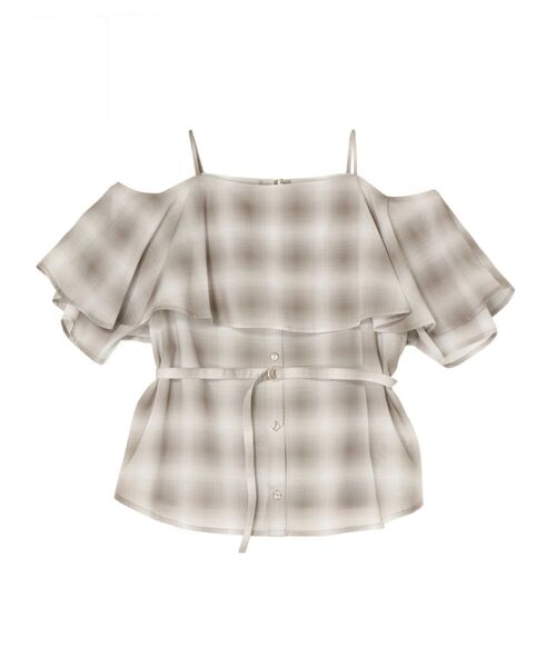 LAGUNAMOON（ラグナムーン）の「オンブレチェックオフショルダーブラウス（シャツ/ブラウス・レディース・ブラック/ベージュ/ピンク・FREE）」の6枚目の写真
