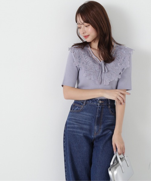 PROPORTION BODY DRESSING(プロポーションボディドレッシング)の「ケープ風レース付きニット / 1215170309(ニット/セーター・レディース・ブルー/ホワイト系その他/ダークグレー・FREE)」の18枚目の写真