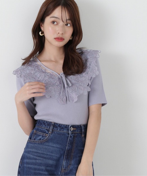 PROPORTION BODY DRESSING(プロポーションボディドレッシング)の「ケープ風レース付きニット / 1215170309(ニット/セーター・レディース・ブルー/ホワイト系その他/ダークグレー・FREE)」の20枚目の写真
