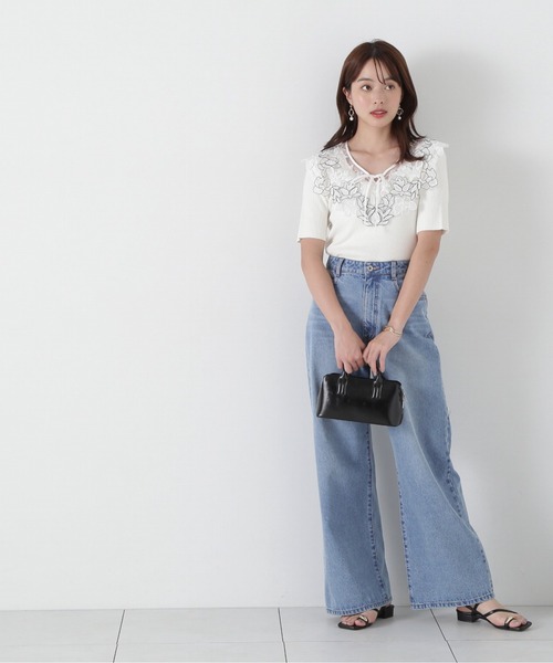 PROPORTION BODY DRESSING(プロポーションボディドレッシング)の「ケープ風レース付きニット / 1215170309(ニット/セーター・レディース・ブルー/ホワイト系その他/ダークグレー・FREE)」の5枚目の写真