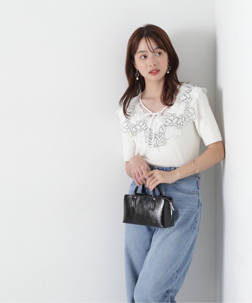 PROPORTION BODY DRESSING(プロポーションボディドレッシング)の「ケープ風レース付きニット / 1215170309(ニット/セーター・レディース・ブルー/ホワイト系その他/ダークグレー・FREE)」の7枚目の写真