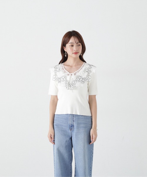 PROPORTION BODY DRESSING(プロポーションボディドレッシング)の「ケープ風レース付きニット / 1215170309(ニット/セーター・レディース・ブルー/ホワイト系その他/ダークグレー・FREE)」の8枚目の写真