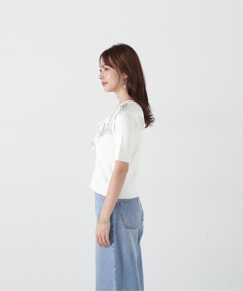 PROPORTION BODY DRESSING(プロポーションボディドレッシング)の「ケープ風レース付きニット / 1215170309(ニット/セーター・レディース・ブルー/ホワイト系その他/ダークグレー・FREE)」の9枚目の写真