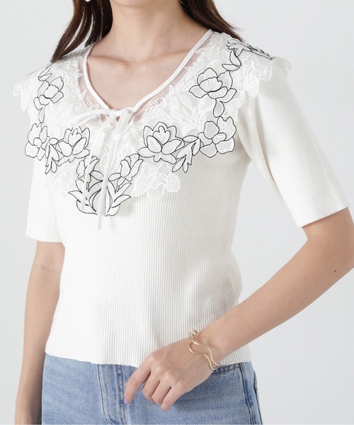 PROPORTION BODY DRESSING(プロポーションボディドレッシング)の「ケープ風レース付きニット / 1215170309(ニット/セーター・レディース・ブルー/ホワイト系その他/ダークグレー・FREE)」の11枚目の写真