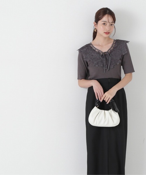 PROPORTION BODY DRESSING(プロポーションボディドレッシング)の「ケープ風レース付きニット / 1215170309(ニット/セーター・レディース・ブルー/ホワイト系その他/ダークグレー・FREE)」の12枚目の写真
