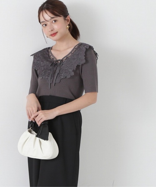 PROPORTION BODY DRESSING(プロポーションボディドレッシング)の「ケープ風レース付きニット / 1215170309(ニット/セーター・レディース・ブルー/ホワイト系その他/ダークグレー・FREE)」の14枚目の写真