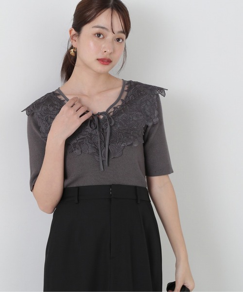 PROPORTION BODY DRESSING(プロポーションボディドレッシング)の「ケープ風レース付きニット / 1215170309(ニット/セーター・レディース・ブルー/ホワイト系その他/ダークグレー・FREE)」の15枚目の写真