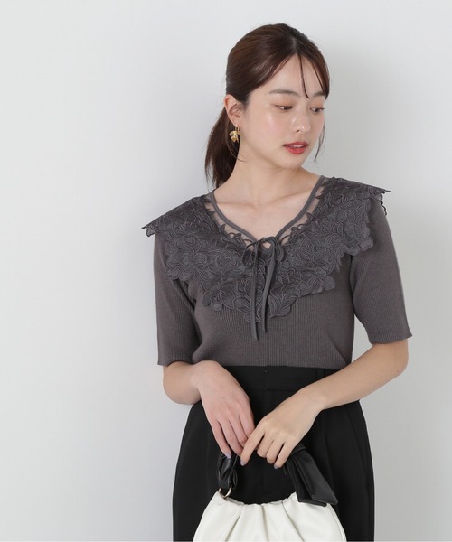 PROPORTION BODY DRESSING(プロポーションボディドレッシング)の「ケープ風レース付きニット / 1215170309(ニット/セーター・レディース・ブルー/ホワイト系その他/ダークグレー・FREE)」の17枚目の写真