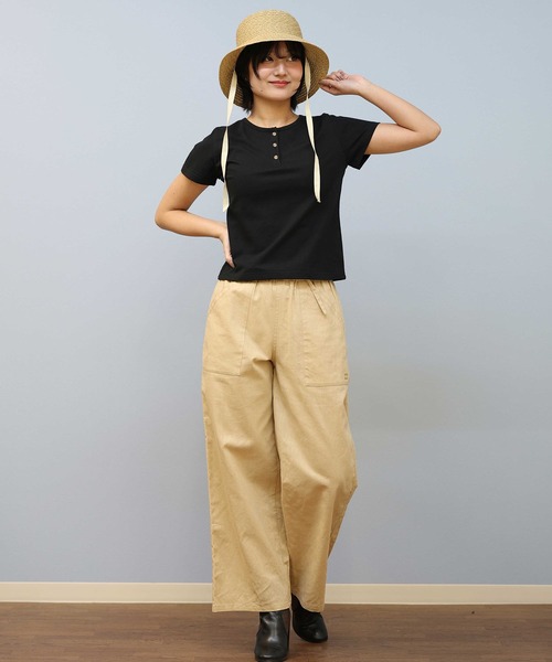 ムラサキスポーツ(ムラサキスポーツ)の「RIKKA FEMME/リッカファム Tシャツ ヘンリーネックTシャツ RF25SS12(Tシャツ/カットソー・レディース・ブラック/ホワイト・S/M/M/L)」の15枚目の写真
