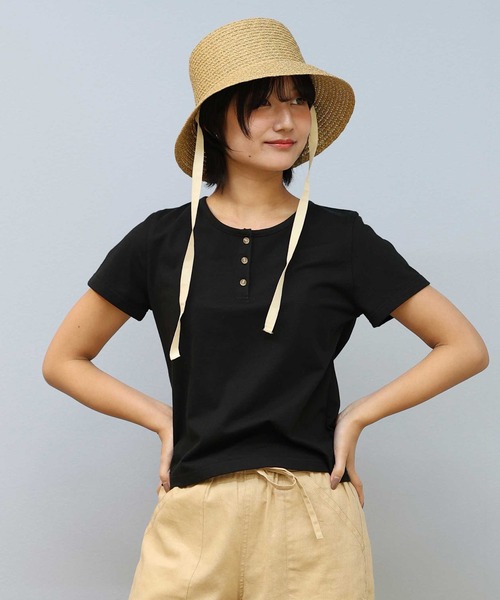 ムラサキスポーツ(ムラサキスポーツ)の「RIKKA FEMME/リッカファム Tシャツ ヘンリーネックTシャツ RF25SS12(Tシャツ/カットソー・レディース・ブラック/ホワイト・S/M/M/L)」の13枚目の写真