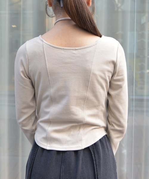 axes femme（アクシーズファム）の「チョーカー付コルセット風プルオーバー（Tシャツ/カットソー・レディース・チャコール/ベージュ/ブラック・FREE）」の7枚目の写真