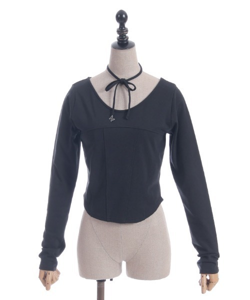 axes femme（アクシーズファム）の「チョーカー付コルセット風プルオーバー（Tシャツ/カットソー・レディース・チャコール/ベージュ/ブラック・FREE）」の11枚目の写真