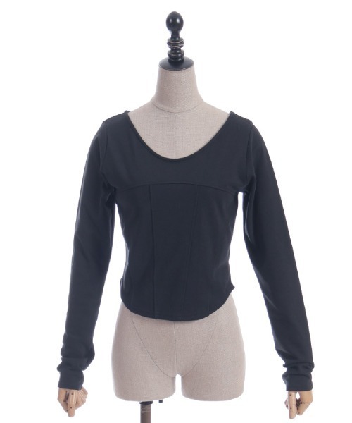 axes femme（アクシーズファム）の「チョーカー付コルセット風プルオーバー（Tシャツ/カットソー・レディース・チャコール/ベージュ/ブラック・FREE）」の16枚目の写真