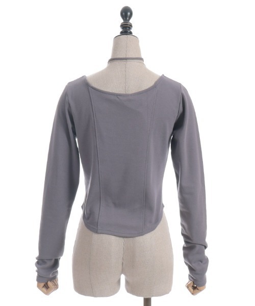 axes femme（アクシーズファム）の「チョーカー付コルセット風プルオーバー（Tシャツ/カットソー・レディース・チャコール/ベージュ/ブラック・FREE）」の22枚目の写真