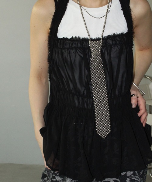 chuclla（チュクラ）の「メタルビーズ タイネックレス cha25s008（ネックレス・レディース・ゴールド/シルバー・FREE）」の8枚目の写真