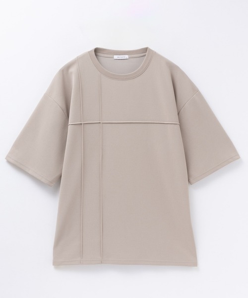 URBAN COLLECTION(アーバンコレクション)の「URBANCOLECTION AIR Smoosy カットジョーゼット ピンタックテーパードTシャツ(Tシャツ/カットソー・メンズ・ブラック/グレイッシュベージュ・S/M/L/XL)」の2枚目の写真