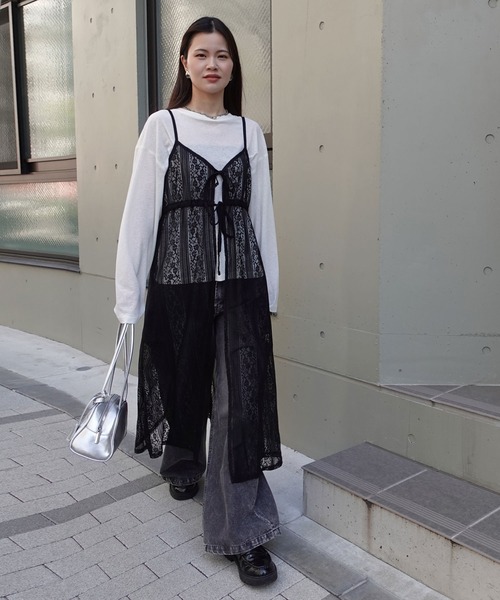 CORNERS（コーナーズ）の「レースキャミワンピース（ワンピース・レディース・ブラック/オフホワイト/ライトベージュ/ブルー・M）」の17枚目の写真