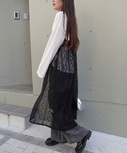 CORNERS（コーナーズ）の「レースキャミワンピース（ワンピース・レディース・ブラック/オフホワイト/ライトベージュ/ブルー・M）」の12枚目の写真