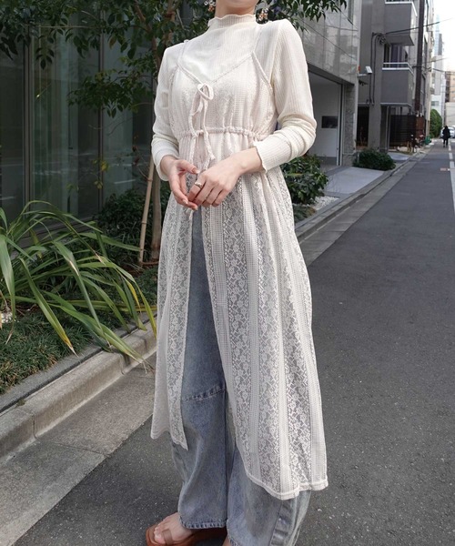 CORNERS（コーナーズ）の「レースキャミワンピース（ワンピース・レディース・ブラック/オフホワイト/ライトベージュ/ブルー・M）」の6枚目の写真