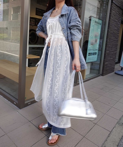 CORNERS（コーナーズ）の「レースキャミワンピース（ワンピース・レディース・ブラック/オフホワイト/ライトベージュ/ブルー・M）」の22枚目の写真