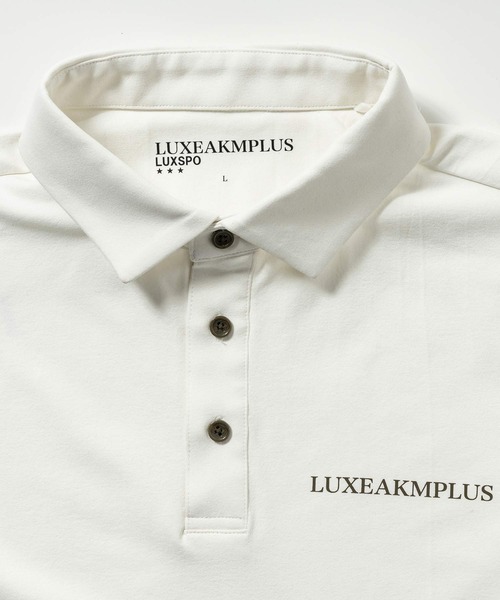 LUXEAKMPLUS(リュクスエイケイエムプラス)の「LUXEAKMPLUS(リュクスエイケイエムプラス)ゴルフ ヘムロゴ 半袖ポロシャツ(吸水速乾 / UVカット)(ポロシャツ・メンズ・カーキ/ホワイト/ブラック・S/M/L/XL/XXL)」の10枚目の写真