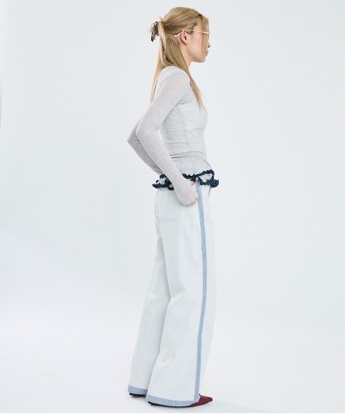 Clum(クルム)の「裾フリルシアーカットソー(Tシャツ/カットソー・レディース・キナリ/グレー/ブラウン・SMALL/MEDIUM)」の22枚目の写真
