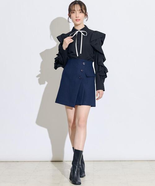 SWINGLE（スウィングル）の「ラップ風セミフレアミニスカート（スカート・レディース・ネイビー/ブラック/ブルー・SMALL/MEDIUM）」の22枚目の写真