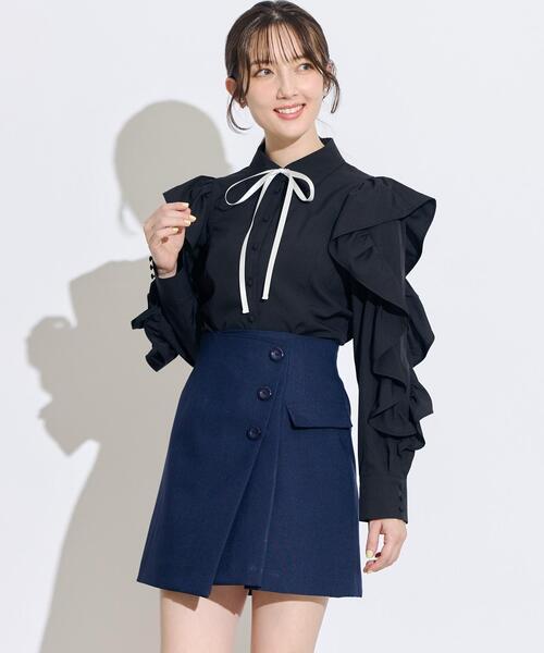 SWINGLE（スウィングル）の「ラップ風セミフレアミニスカート（スカート・レディース・ネイビー/ブラック/ブルー・SMALL/MEDIUM）」の20枚目の写真