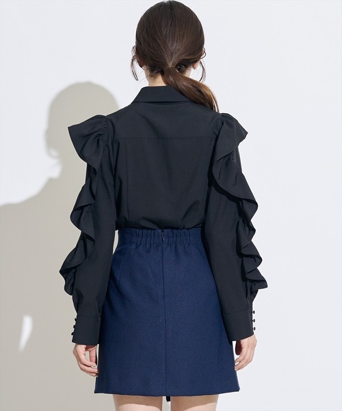 SWINGLE（スウィングル）の「ラップ風セミフレアミニスカート（スカート・レディース・ネイビー/ブラック/ブルー・SMALL/MEDIUM）」の13枚目の写真