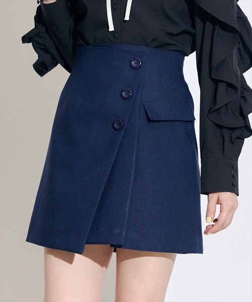 SWINGLE（スウィングル）の「ラップ風セミフレアミニスカート（スカート・レディース・ネイビー/ブラック/ブルー・SMALL/MEDIUM）」の14枚目の写真