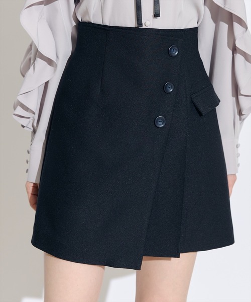 SWINGLE（スウィングル）の「ラップ風セミフレアミニスカート（スカート・レディース・ネイビー/ブラック/ブルー・SMALL/MEDIUM）」の6枚目の写真