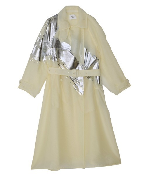 AMERI FOIL PAINTING SHEER TRENCH COAT