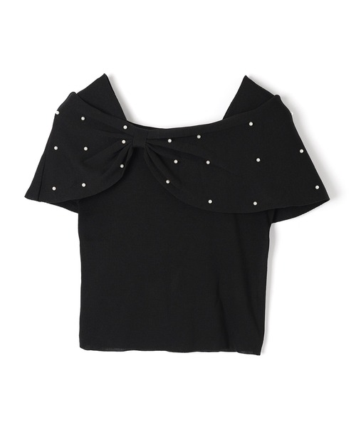 M DOLLY(エムドリー)の「ribbon pearl french sleeve tops/リボンパールフレンチスリーブトップス(ニット/セーター・レディース・ブラック/アイボリー/ピンク・M/S)」の15枚目の写真