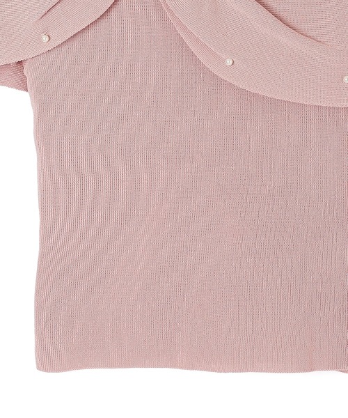 M DOLLY(エムドリー)の「ribbon pearl french sleeve tops/リボンパールフレンチスリーブトップス(ニット/セーター・レディース・ブラック/アイボリー/ピンク・M/S)」の9枚目の写真