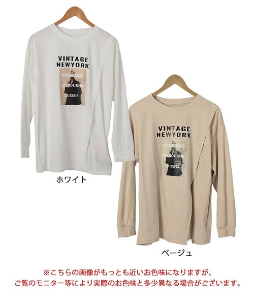 GOLDJAPAN(ゴールドジャパン)の「斜めスリットロゴプリントロンT【大きいサイズ対応】(Tシャツ/カットソー・レディース・ベージュ/ホワイト・LL/3L/4L)」の18枚目の写真